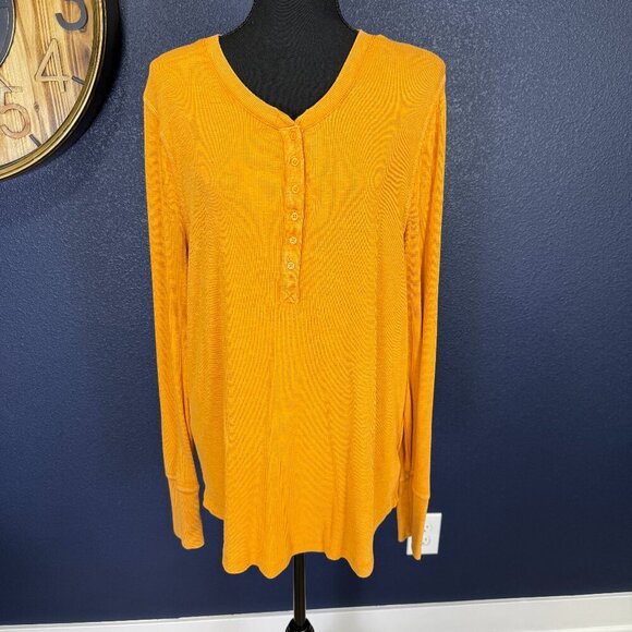 GAP Rib Henley, Orange, XL TALL - Picture 1 of 6